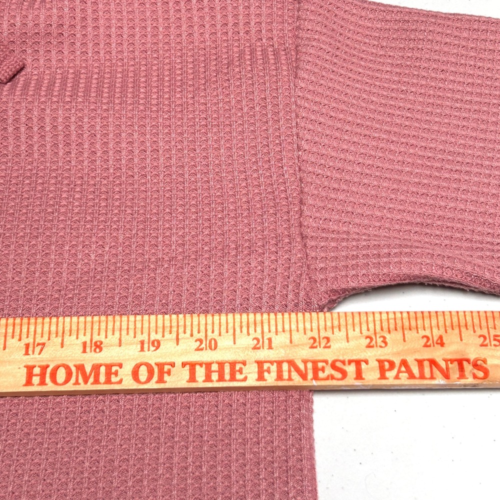 L.L.Bean Women's Waffle Knit Quarter Zip Pullover M Dusty Rose Fleece - Picture 7 of 9